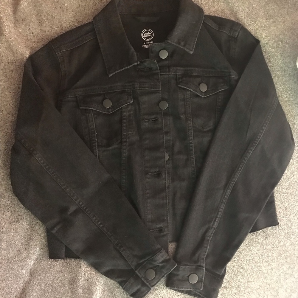 New WonderNation black jean jacket kids Large